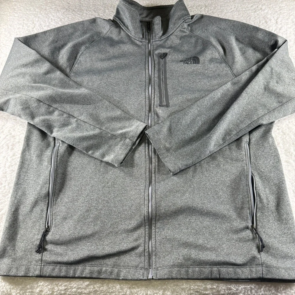 The North Face Men's XXL 2XL Full Zip Sweatshirt Light Gray Pocket Grey Clean